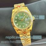 Replica Rolex 36mm Datejust Green Diamond Dial Gold Jubilee Watches